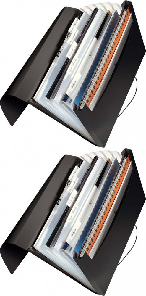2x Teczka z przegródkami Leitz Solid, A4, 6 przegródek, czarny