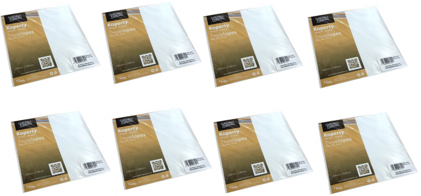 8x Koperta ozdobna Galeria Papieru Millenium, 158x158 mm, 120g/m2, 10 sztuk, biały