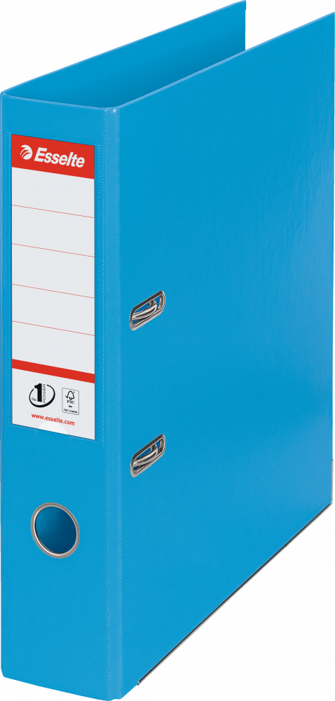 Segregator A4 Esselte No.1 Power, 75mm, do 500 kartek, 30% PP z recyklingu, jasnoniebieski