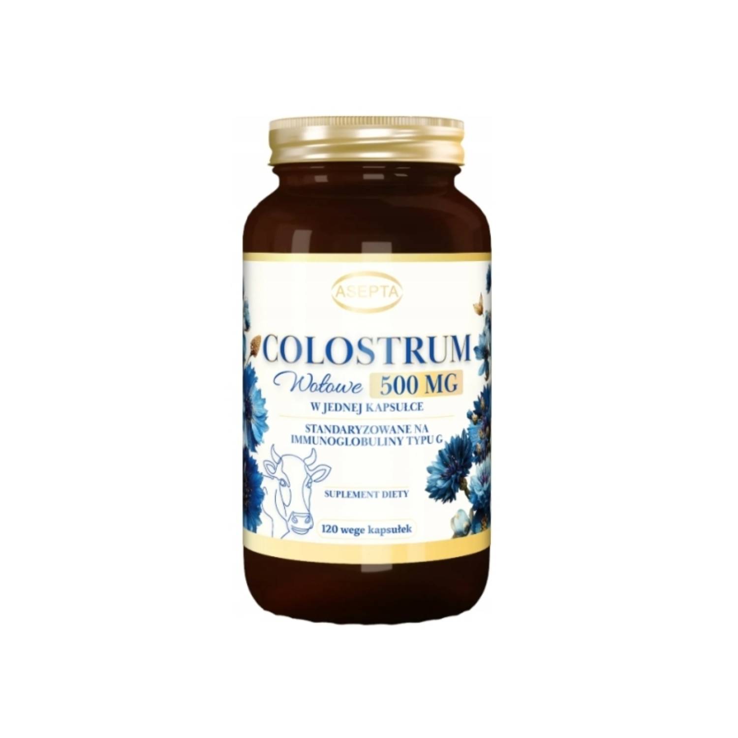 Asepta colostrum wołowe 500 mg, 120 kapsułek