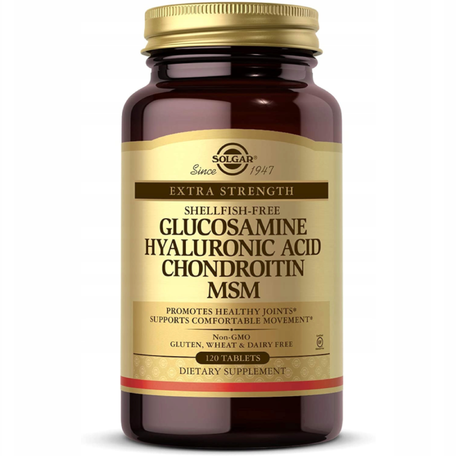 Solgar glukozamina, kwas hialuronowy, msm, chondroityna, 120 tabletek