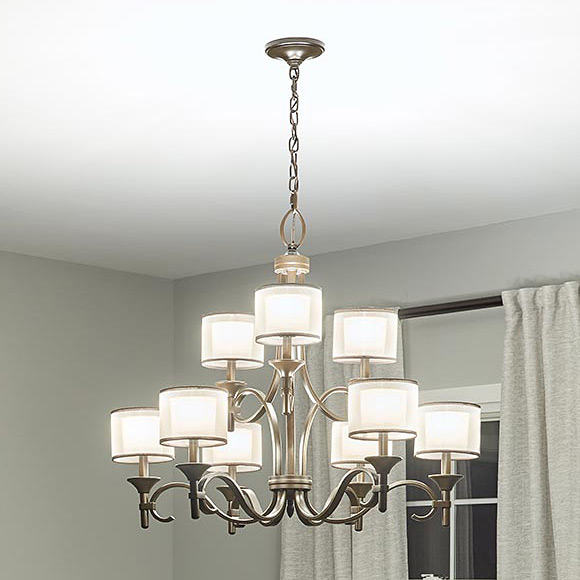 Elstead Lighting Lacey lampa wisząca 9x40 W antyczny pewter/biała KL-LACEY9-AP