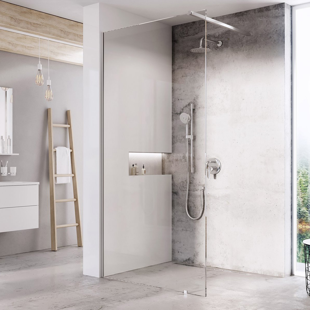 Ravak Walk-In Wall SET ścianka prysznicowa walk-in 130 cm polerowane aluminium/szkło przezroczyste GW9WJ0C0SZ1