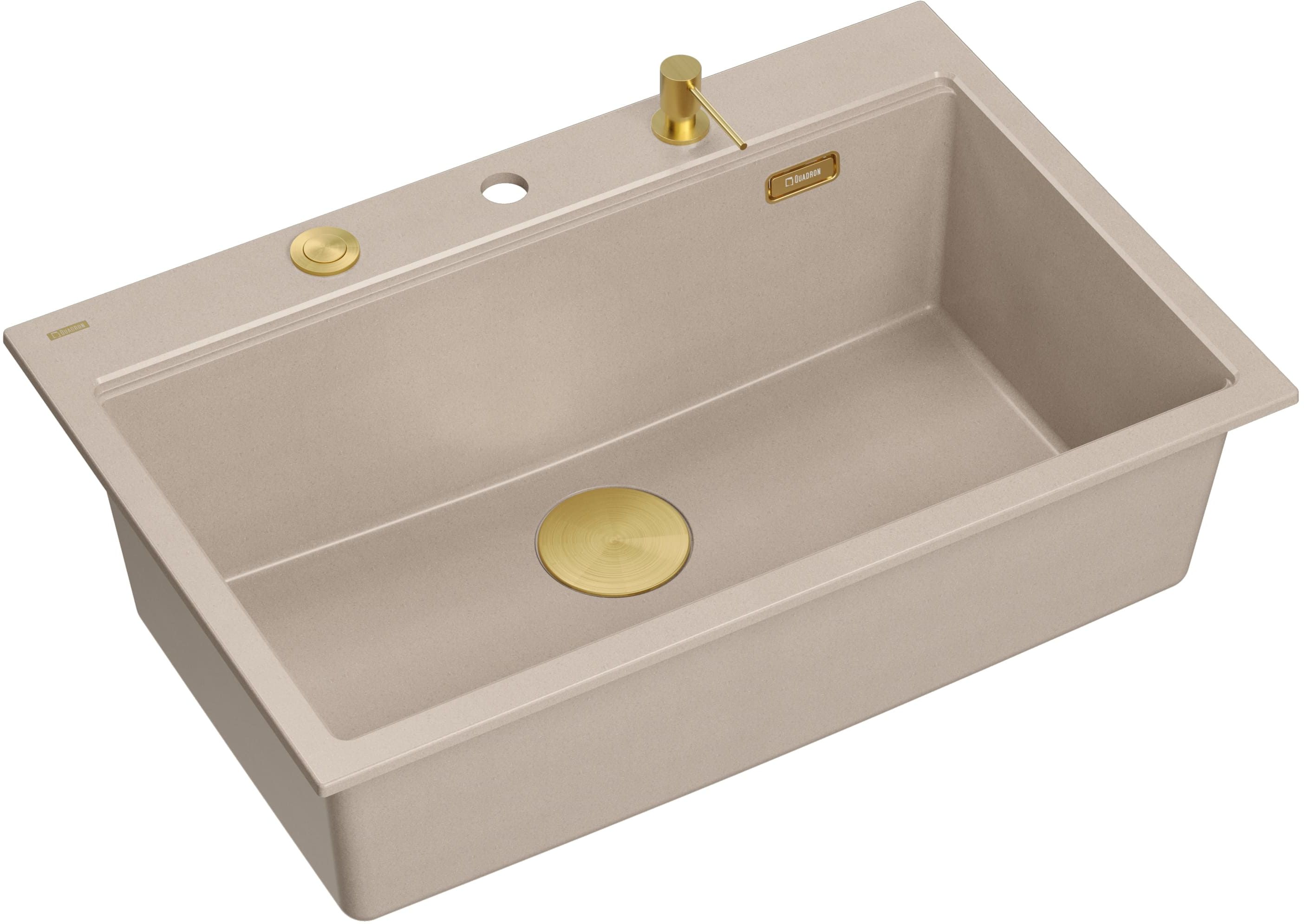 Quadron Marc 110 zlewozmywak GraniteQ 76x50 cm beż/elementy złote HQM7650U2_PVDG1 - Wysyłka w 24h