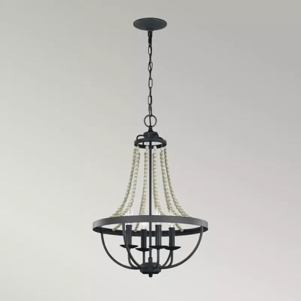 Elstead Lighting Nori lampa wisząca 4x40 W ciemny postarzany cynk/drewno FE-NORI4-DWZ