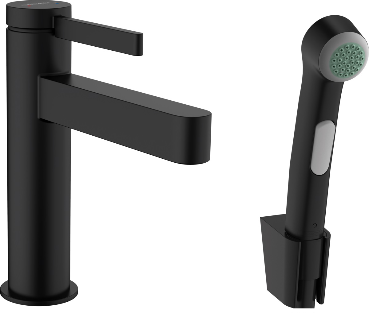 Hansgrohe Finoris bateria umywalkowa z słuchawką typu bidetta czarny mat 76210670