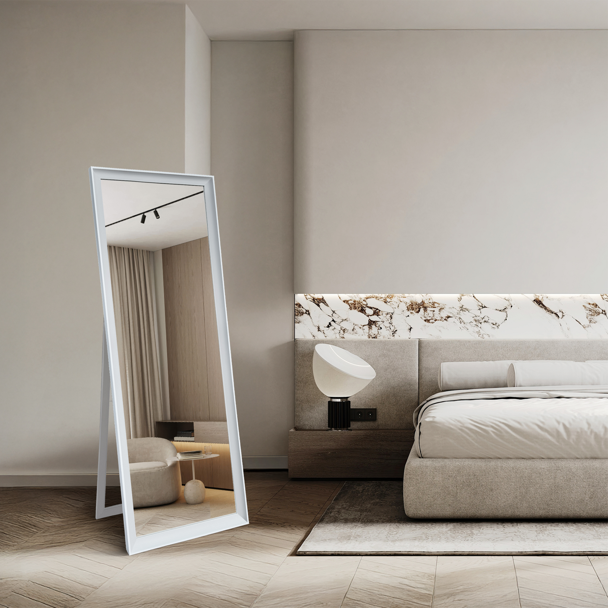 Ars Longa Oslo lustro stojące 40,4x160,4 cm prostokątne biały połysk LS-OLSO32152-B
