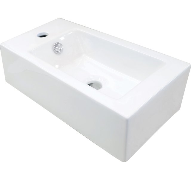 DEANTE Umywalka nablatowa SQUARE ceramiczna lewa 50,5x25,5 biała CGS_