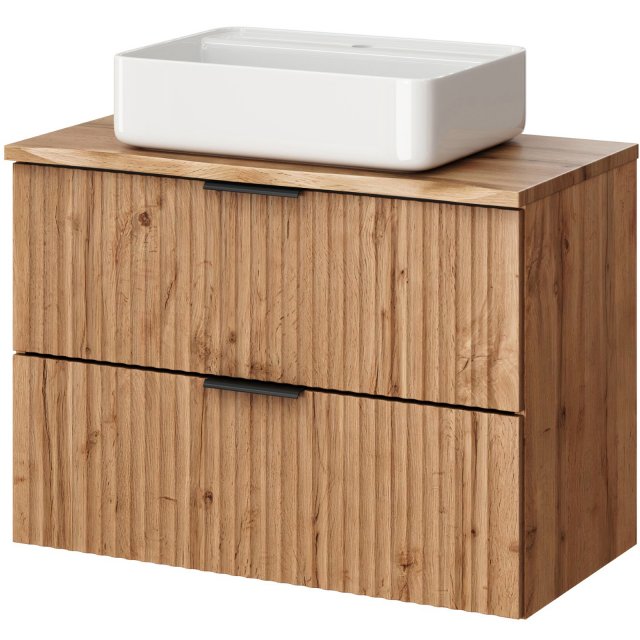 COMAD Zestaw mebli ADEL OAK szafka z blatem NATURE WOTAN 80 cm, umywa