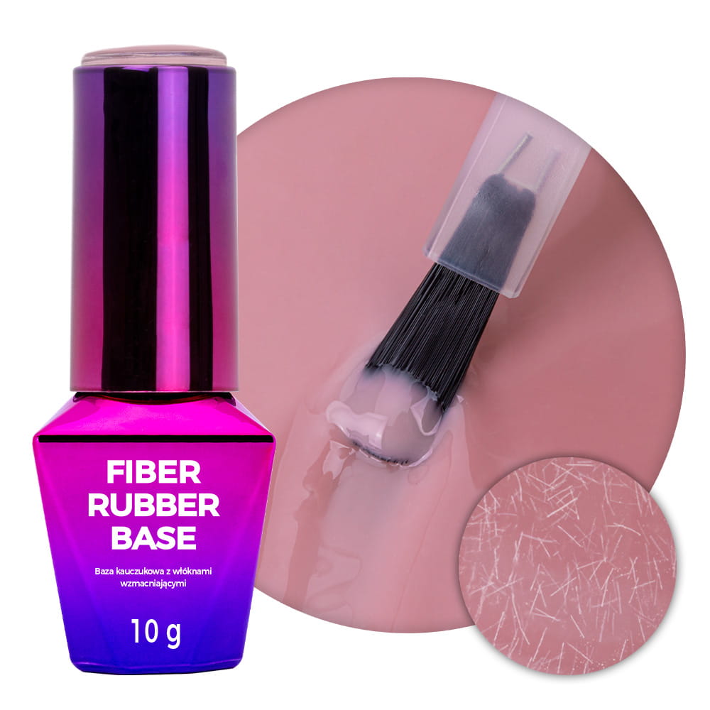 Baza kauczukowa LED/UV z włóknami Molly Nails Rubber Fiber Base Smoky Pink 10g
