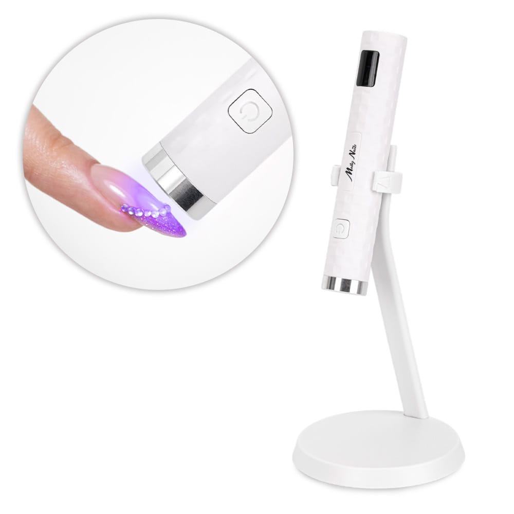 Lampa do paznokci LED 5W Molly Nails do lakierów hybrydowych żeli i akrylożeli bezprzewodowa biała I2 3m długości kabla