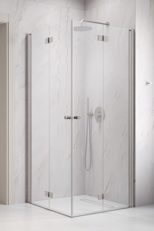 Darmowa Dostawa - Kabina prysznicowa część lewa 90x90 cm kwadratowa szczotkowany/szkło przezroczyste Radaway Nes Brushed Nickel KDD B 100240909101L