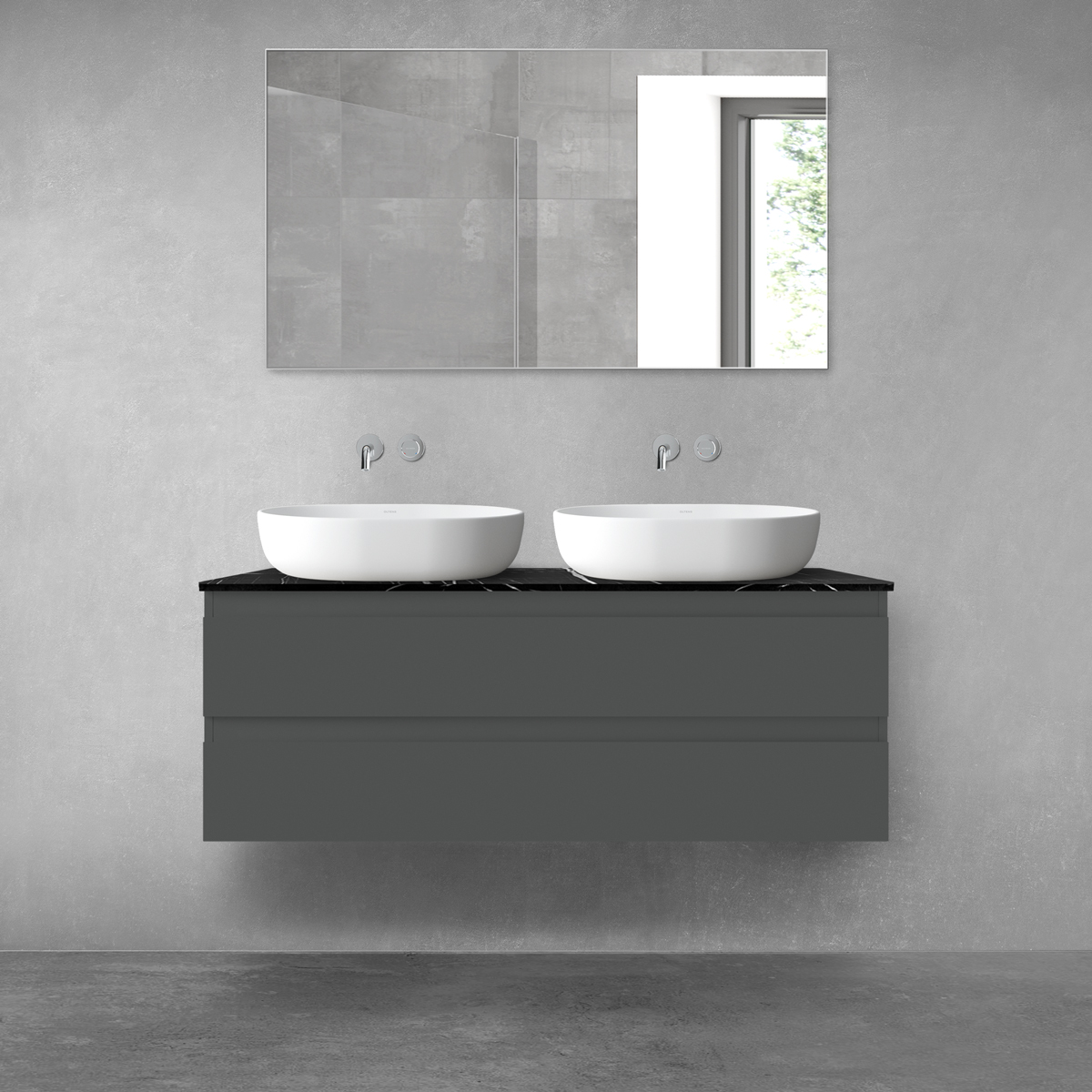 Darmowa Dostawa - Szafka z blatem 120x45.6x48.6 cm podumywalkowa wisząca grafitowa Oltens Vernal 68729400
