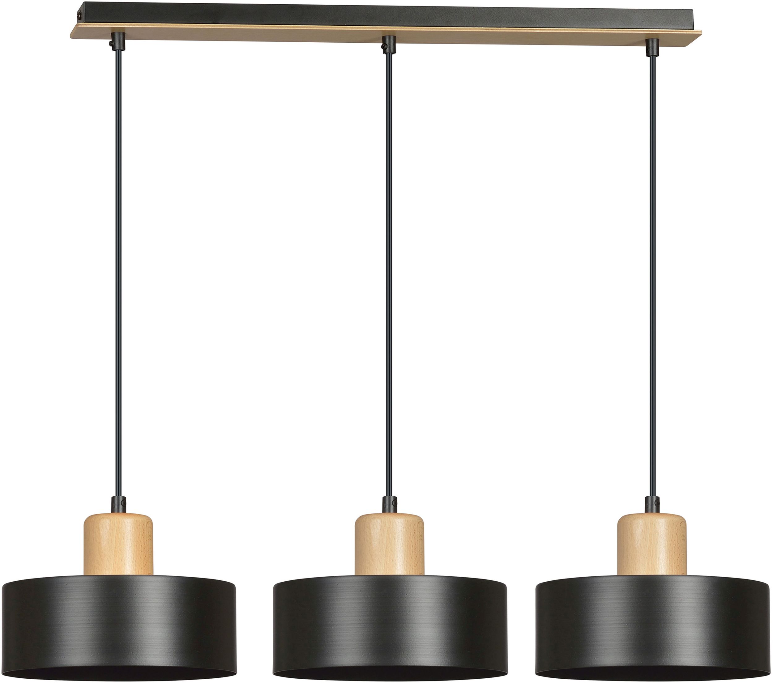 Darmowa Dostawa - Lampa wisząca 3x15 W czarna-drewno Emibig Torin 10463