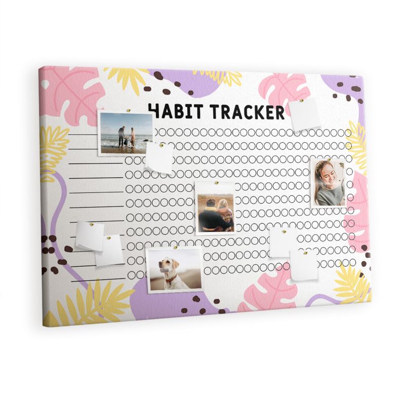 Tablica Korkowa Tulup 120x80 cm Habit tracker ścienny Obraz dekoracyjny ścienny Pinezki kolorowe 1 kpl