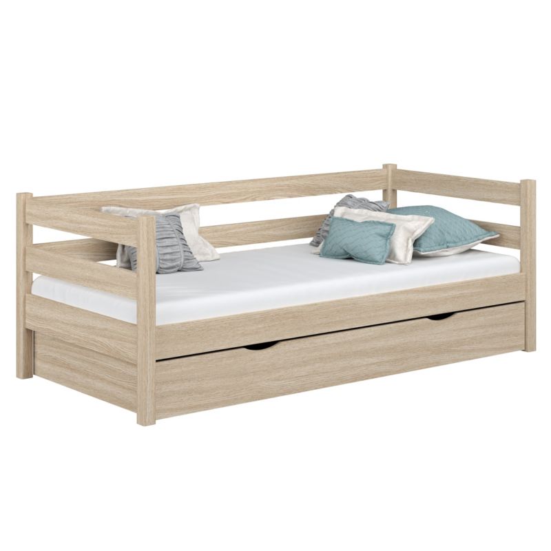 Dębowe łóżko N-WOOD sofa z szufladą N01 dąb bielony 80x200 1szt.