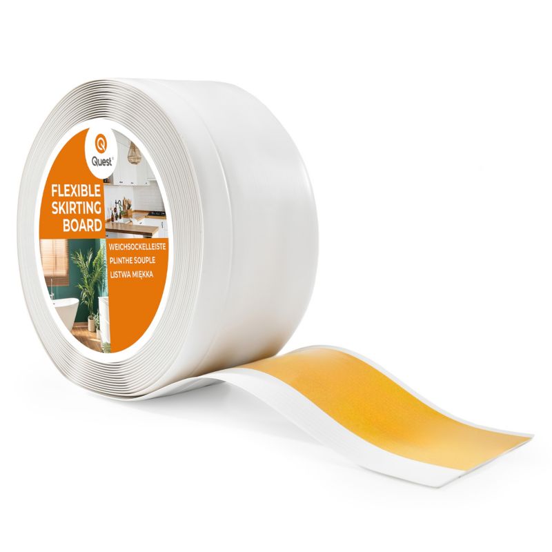 Listwa przypodłogowa samoprzylepna PCV 100x25mm QUEST, elastyczna, miękka listwa cokołowa - 20 m, biały, 1 szt.