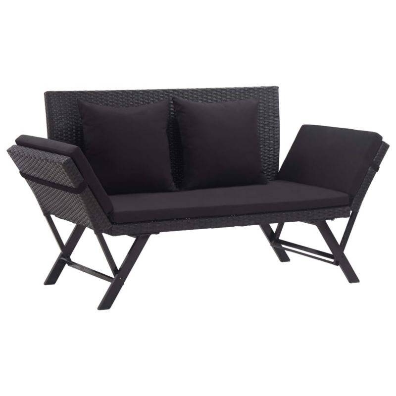 Sofa ogrodowa WaszeMeble z technorattanu czarna z poduszkami WM-46233 1 szt.