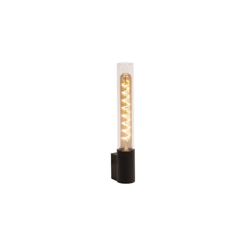 Kinkiet zewnętrzny szklana tuba Lucide PILAR czarny 1xE27x6W IP54 wym:33x5x7cm - 1 szt.