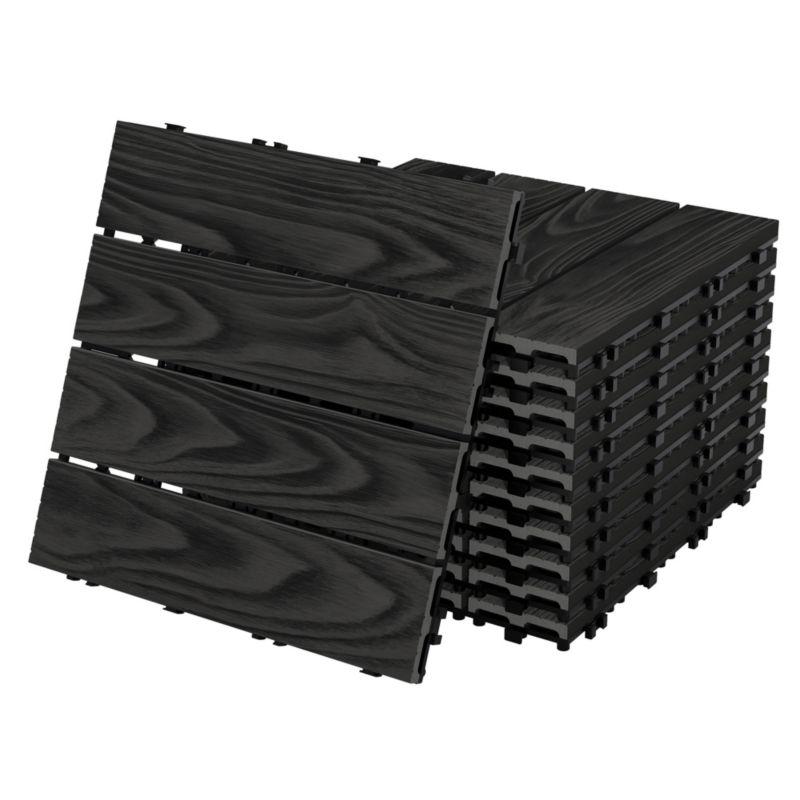 Płytki tarasowe ECD Germany WPC 30x30 cm antracyt kolor drewna panele podłogowe system klik odpływ wodny kafelki balkon 44 szt.