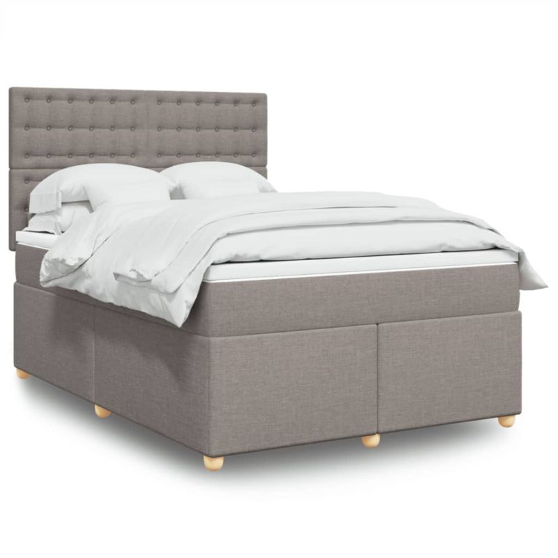 Łóżko z materacem WaszeMeble 135x190 cm Taupe tkanina z LED WM-3293593 1 szt.