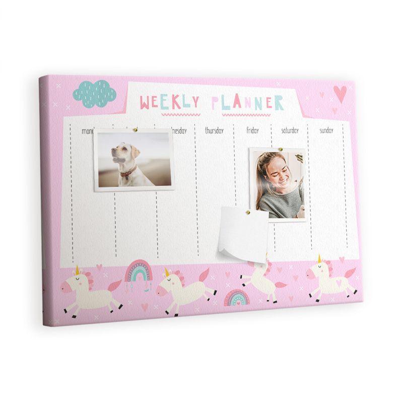 Tablica Korkowa Z Pinezkami Tulup 60x40 cm Planer tygodniowy dla dzieci Organizer ścienny Pinezki metaliczne 1 kpl