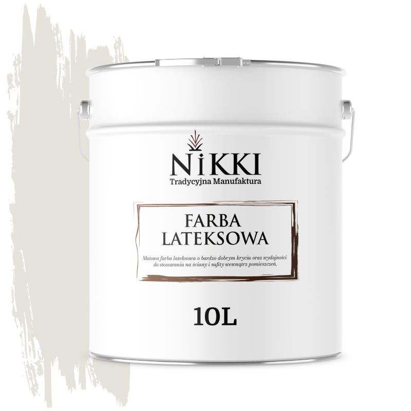 Farba Lateksowa Wewnętrzna Ściany i Sufity NIKKI Biel złamana w szary H1276 Głęboki Mat 10L