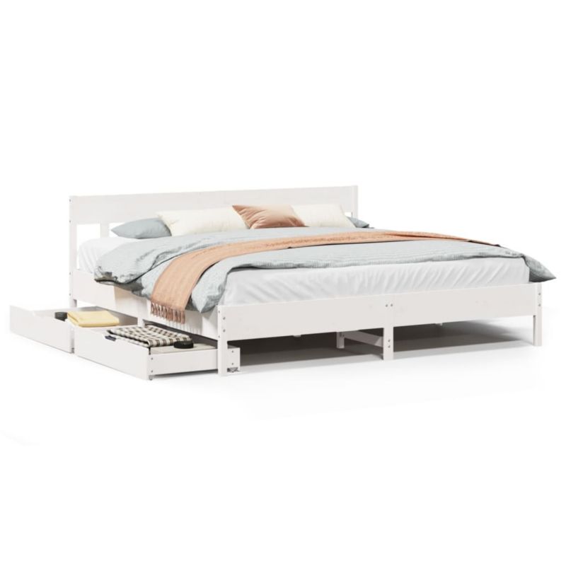 Łóżko drewniane WaszeMeble 200x200 cm białe WM-3301855 1 szt.