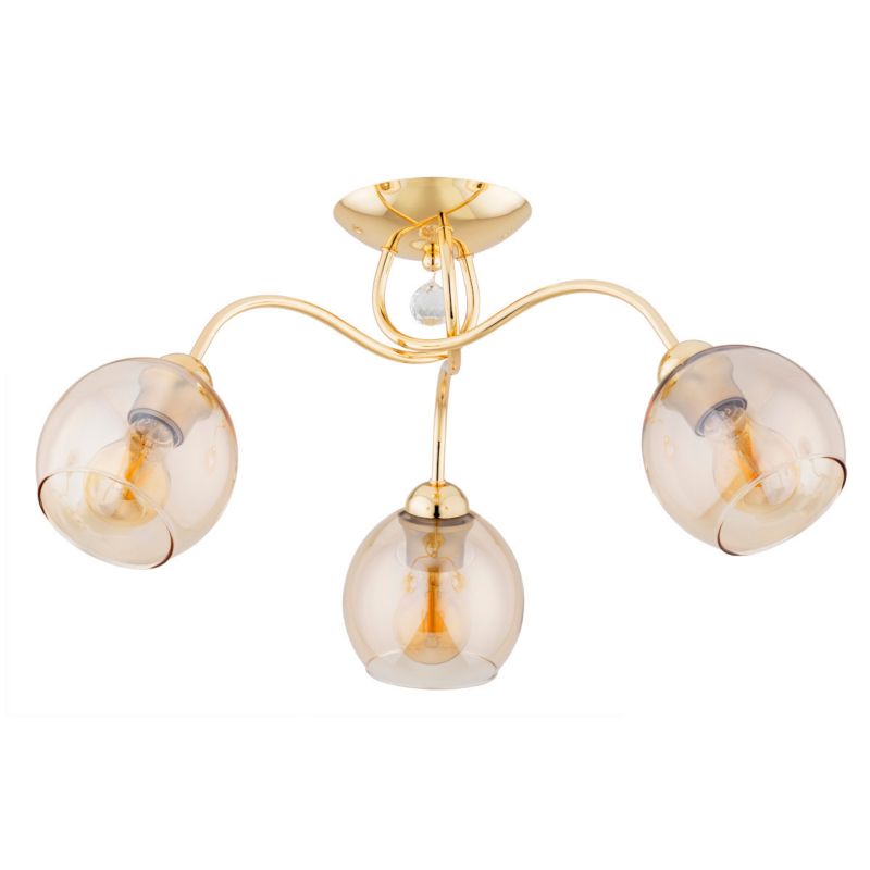 Lampa sufitowa wisząca Alfa Amarillo 3682 złoto-bursztynowy kryształowa 3xE27 x 15W 1 szt.
