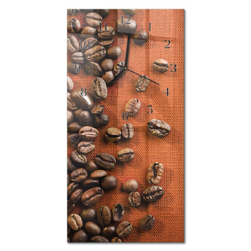 Zegar Ścienny Do Salonu Tulup 30x60 cm z Czarnymi Wskazówkami Ziarna Kawy 1 szt.
