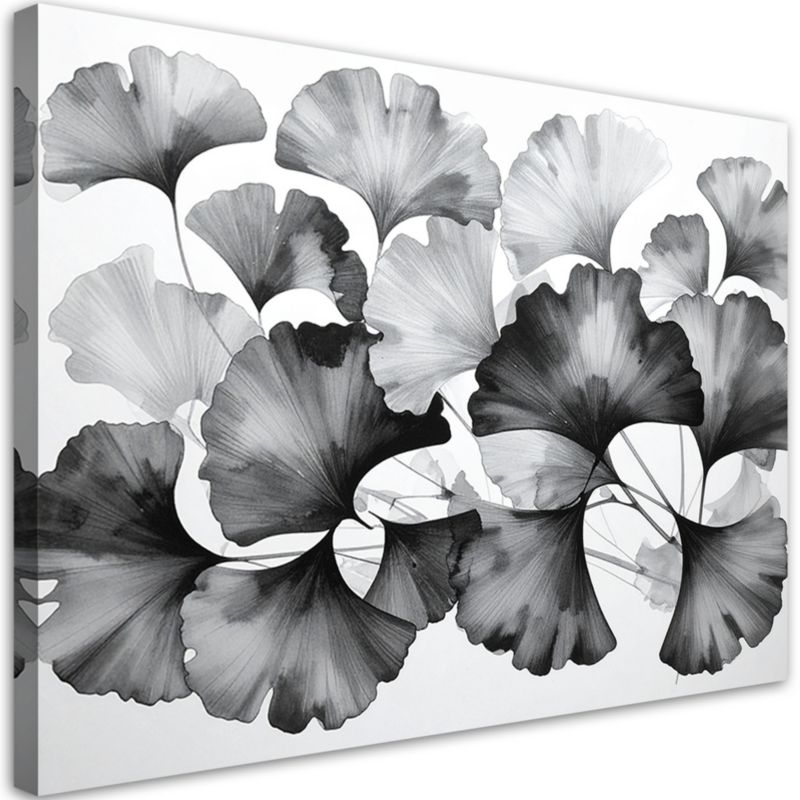 Obraz do salonu sypialni kuchni Feeby Ginkgo Liście czarno białe 60x40cm 1szt