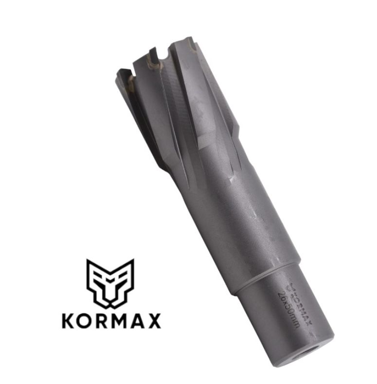 Frez trepanacyjny do metalu z węglika spiekanego Kormax 26x50mm z uchwytem Weldon (TCTAC2650) - 1 szt.