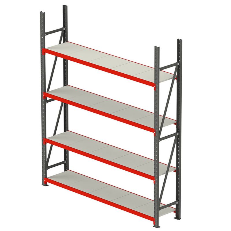 Regał metalowy magazynowy warsztatowy Mega-M FORTIS 4-półkowy 200x267x40 cm moduł bazowy 1000kg 1szt.