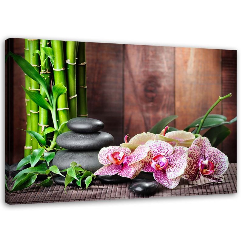 Obraz na płótnie Feeby Orchidea bambus i kamienie 120x80cm 1szt