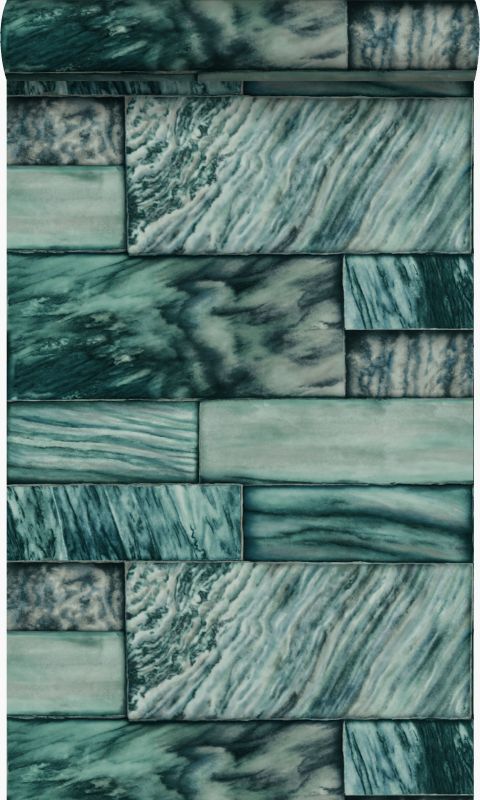 Tapeta Origin Wallcoverings marmurowe kamienie szmaragdowej zieleni 53 cm x 10.05 m - 1 rol.