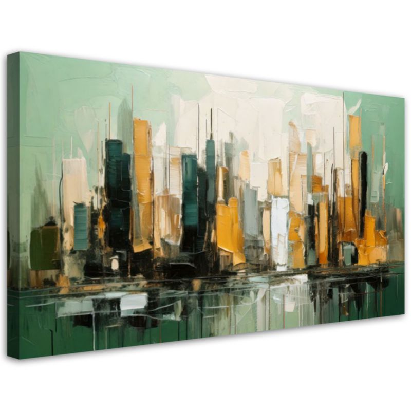 Obraz do salonu Feeby Miasto Abstrakcja Zielony 120x60cm 1szt