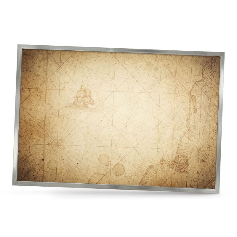 Ozdobna tablica na magnesy ArtPrintCave 60x40 Antyczna mapa w srebrnej ramie 1szt