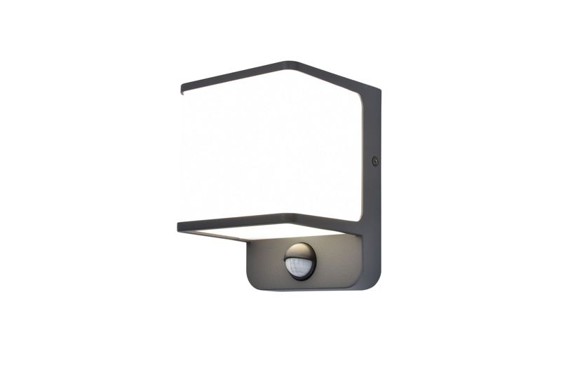 Kinkiet zewnętrzny kwadratowy z czujnikiem ruchu Lutec DOBLO ciemnoszary LED 14W 4000K 1300lm IP54 wym:14,6x11x10,3cm - 1 szt.