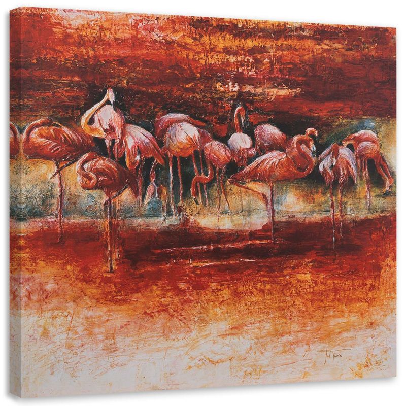Obraz na płótnie Feeby Stado różowych flamingów 20x20cm 1szt