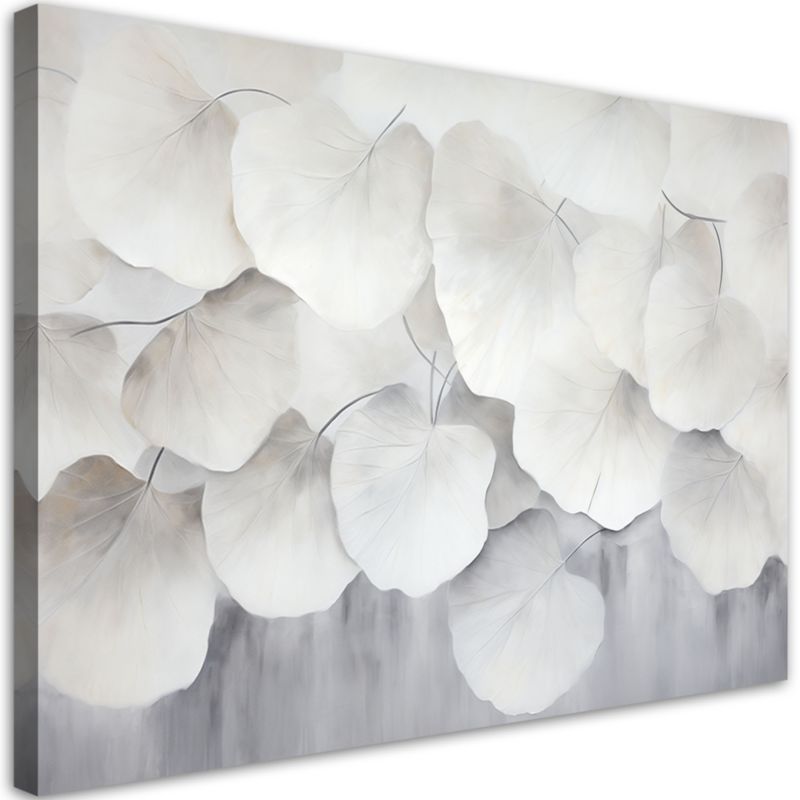 Obraz do salonu sypialni Feeby Beżowe liście miłorzębu natura beton boho 100x70cm 1szt