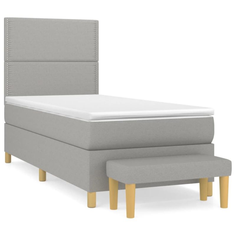Łóżko kontynentalne WaszeMeble 90x190 cm jasnoszare WM-3137037 1 szt.