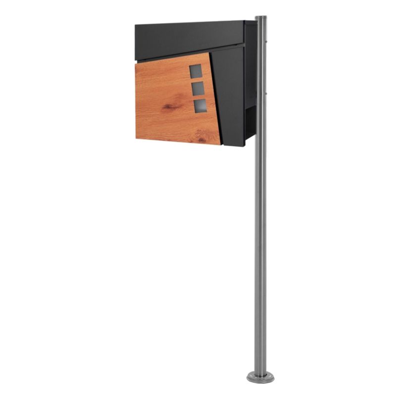 Skrzynka na listy wolnostojąca ECD Germany system skrzynek na listy na cokole stojak srebrny 120 cm stal nierdzewna poczta 1 szt