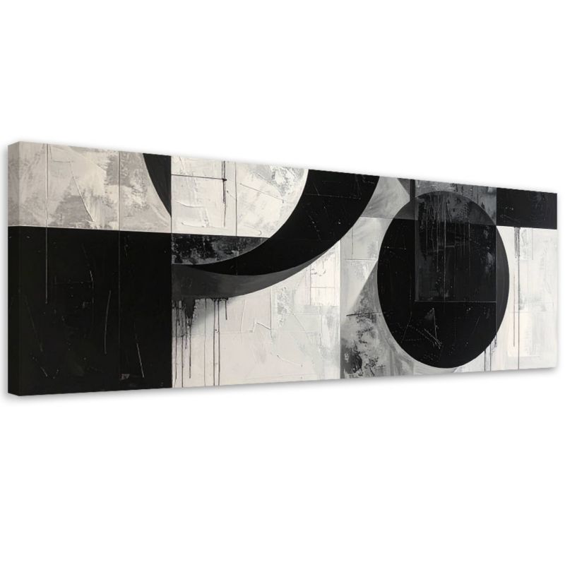 Obraz do salonu sypialni biura loftu Feeby Czarno biała geometryczna abstrakcja 120x40cm 1szt