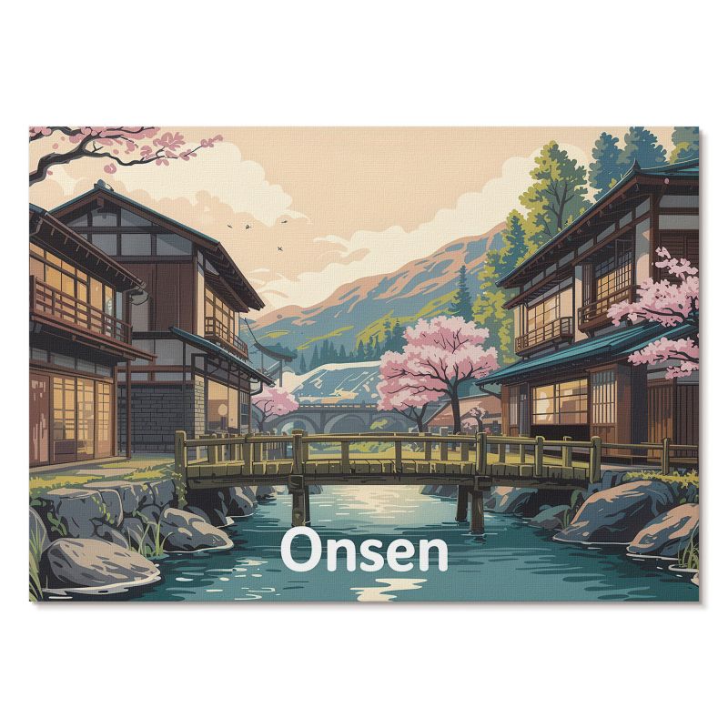 Obraz Plakat Canvas Tulup 59,4x42 cm (A2) Japoński pejzaż Onsen Do salonu, sypialni, biura 1 szt.
