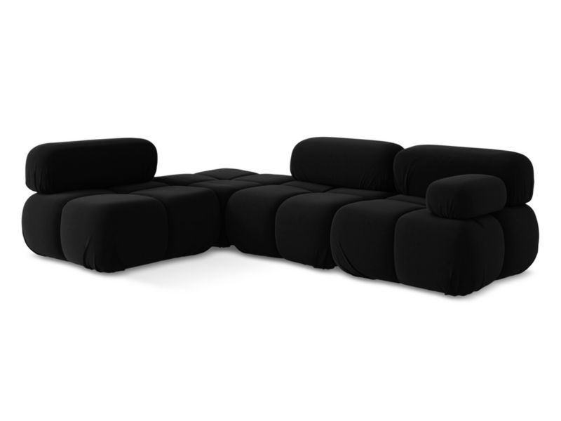 Narożnik lewostronny LaMiaSofa SANREMO z tkaniny welwetowej 285x190 cm czarny 1 szt.