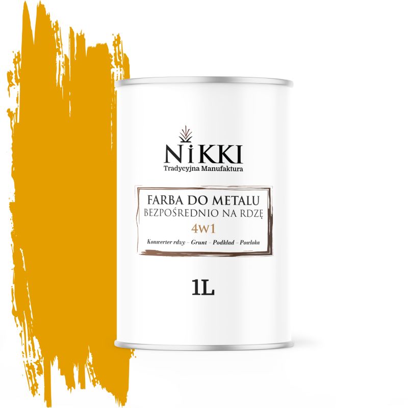 Farba do Metalu Antykorozyjna 4w1 NIKKI Żółty złoty RAL1004 Półmat 1L