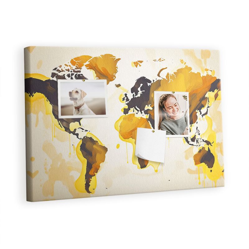 Ozdobna Tablica Korkowa Tulup 60x40 cm Mapa świata abstrakcja Nowoczesna tablica Pinezki metaliczne 1 kpl