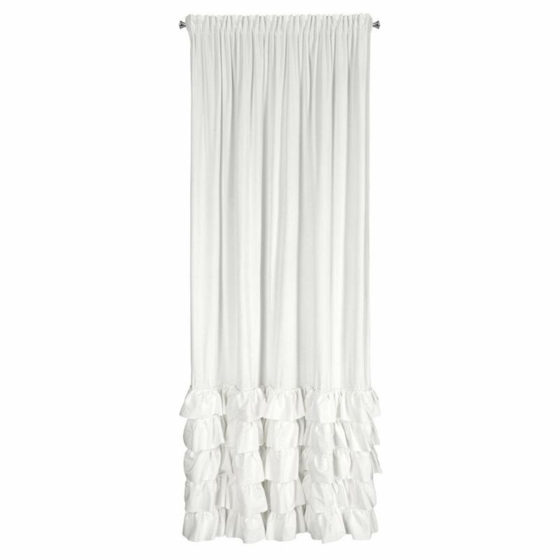 Zasłona CARLI Eurofirany 140 x 270 cm biała falbany welwetowa z lśniącymi akcentami 1 szt.