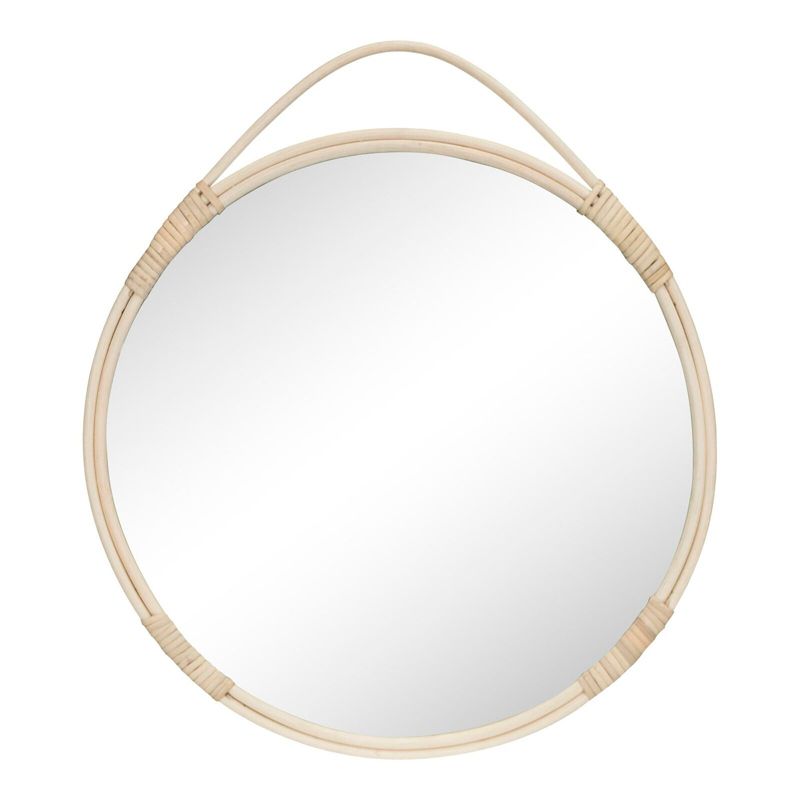Lustro okrągłe Malo HOUSE NORDIC boho rattanowe wiszące na pasku 50 cm 1 szt.
