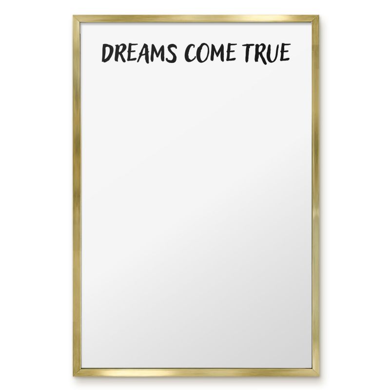 Tablica Magnetyczna Dekoracyjna Ścienna Tulup 40x60 cm Dreams come true - Złota rama Do salonu, sypialni 1 szt.